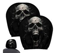 Funny Headrest Covers - 2-Piece Halloween Skull Stretchy Universal Car