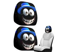 Funny Headrest Covers Halloween | Pack of 2 Breathable Car Headrest Protectors | Double-Sided Printed Elastic Large Eyes Scary Pumpkin Headrest Cover Decoration | For Car Men Women