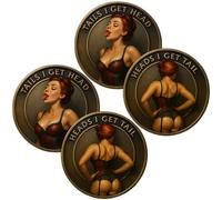 Funny Heads and Tails Coins, Sexy Woman Coin Challaenge Coin, Lucky Decision Token, Prank Gift for Coin Collectors & Couples (2Pcs)
