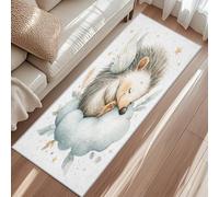 Funny Hedgehog Carpet Runner, Cloud Star Angel Wing Runner Rug, Non-Slip Rug Washable Short Pile Mat For Laundry Kitchen Hallway Entryway 65x180cm