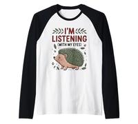 Funny Hedgehog Mom I'm Listening with My Eyes Cute Animal O Raglan Baseball Tee
