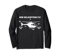 Funny Helicopter Pilot How Helicopters Fly Aviation Diagram Long Sleeve T-Shirt