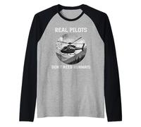 Funny Helicopter Pilot Real Pilots Don’t Need Runways Humor Raglan Baseball Tee