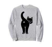 Funny Hello Black Cat Butt Hi Design for Cat Lovers Sweatshirt