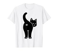Funny Hello Black Cat Butt Hi Design for Cat Lovers Value Graphic T-Shirt, Men, White, XL