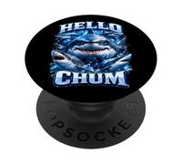 Funny Hello Chum Shark Pun Bootleg Style Meme Dad Joke PopSockets Adhesive PopGrip