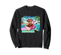 Funny Hello Summer Highland Cow Flamingo Swimming Youth Boys Sweatshirt