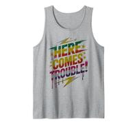 Funny HERE Comes Trouble Kids Field Day Race On Funny Fun Tank Top