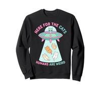 Funny Here For The Cats Humans Are Weird Alien Encounter Sweatshirt