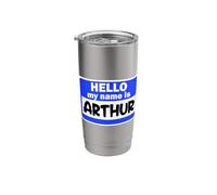 Funny Hi Hello My Name is Arthur On Nametag Introduction Stainless Steel Insulated Tumbler
