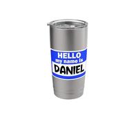 Funny Hi Hello My Name is Daniel On Nametag Introduction Stainless Steel Insulated Tumbler