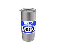 Funny Hi Hello My Name is Dario On Nametag Introduction Stainless Steel Insulated Tumbler