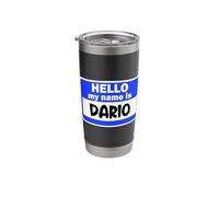 Funny Hi Hello My Name is Dario On Nametag Introduction Stainless Steel Insulated Tumbler
