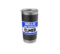 Funny Hi Hello My Name is Elmer On Nametag Introduction Stainless Steel Insulated Tumbler