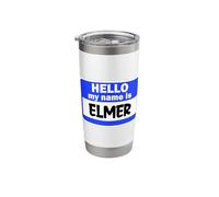 Funny Hi Hello My Name is Elmer On Nametag Introduction Stainless Steel Insulated Tumbler