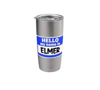 Funny Hi Hello My Name is Elmer On Nametag Introduction Stainless Steel Insulated Tumbler