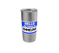 Funny Hi Hello My Name is Emmeline On Nametag Introduction Stainless Steel Insulated Tumbler