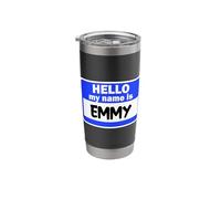 Funny Hi Hello My Name is Emmy On Nametag Introduction Stainless Steel Insulated Tumbler