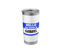 Funny Hi Hello My Name is Gabriel On Nametag Introduction Stainless Steel Insulated Tumbler