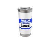 Funny Hi Hello My Name is Gabriel On Nametag Introduction Stainless Steel Insulated Tumbler