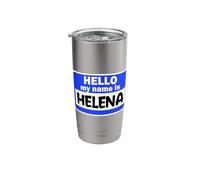Funny Hi Hello My Name is Helena On Nametag Introduction Stainless Steel Insulated Tumbler