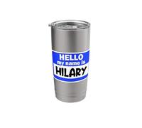 Funny Hi Hello My Name is Hilary On Nametag Introduction Stainless Steel Insulated Tumbler