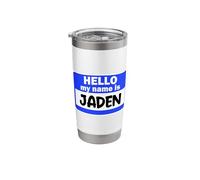 Funny Hi Hello My Name is Jaden On Nametag Introduction Stainless Steel Insulated Tumbler
