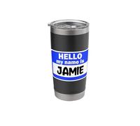 Funny Hi Hello My Name is Jamie On Nametag Introduction Stainless Steel Insulated Tumbler