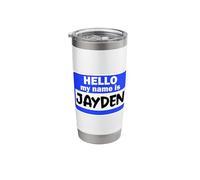 Funny Hi Hello My Name is Jayden On Nametag Introduction Stainless Steel Insulated Tumbler