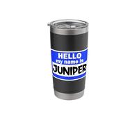 Funny Hi Hello My Name is Juniper On Nametag Introduction Stainless Steel Insulated Tumbler
