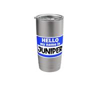 Funny Hi Hello My Name is Juniper On Nametag Introduction Stainless Steel Insulated Tumbler
