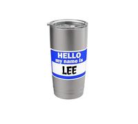 Funny Hi Hello My Name is Lee On Nametag Introduction Stainless Steel Insulated Tumbler
