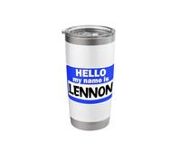 Funny Hi Hello My Name is Lennon On Nametag Introduction Stainless Steel Insulated Tumbler