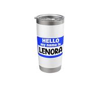 Funny Hi Hello My Name is Lenora On Nametag Introduction Stainless Steel Insulated Tumbler