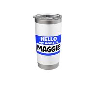 Funny Hi Hello My Name is Maggie On Nametag Introduction Stainless Steel Insulated Tumbler