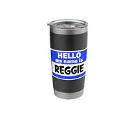 Funny Hi Hello My Name is Reggie On Nametag Introduction Stainless Steel Insulated Tumbler