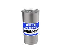 Funny Hi Hello My Name is Rhiannon On Nametag Introduction Stainless Steel Insulated Tumbler
