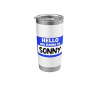 Funny Hi Hello My Name is Sonny On Nametag Introduction Stainless Steel Insulated Tumbler