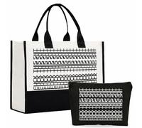 Funny Hidden Message Canvas Tote Bag - Makeup Pouch Set Canvas Reusable Tote with Matching Cosmetic Bag, Bold Sarcastic Statement Gift Birthday Christmas Gift for Friends Mom Women Coworkers