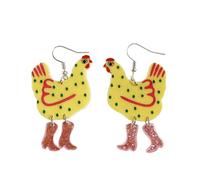 Funny High Heels, Acrylic Boot Big Chicken Earrings, Polka Dot Rooster Earring, Personalized Earrings, Fun Chicken Gifts Funky Earrings for Women