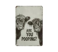 Funny Highland Cow Are You Pooping Metal Tin Sign Vintage Retro Wall Decor for Home Bar Kitchen Coffee Man Cave Garage Wall Decor Art Tin Sign 8x12 Inch
