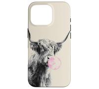 Funny Highland Cow Art Bubble Gum Western Farmhouse Vibe Case for iPhone 16 Pro