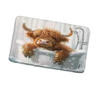 Funny Highland Cow Bath Mat Fun Animals in Bathtub Brown Calf Cute Cattle Bubble Rustic Farm Animal Bathroom Rugs Shower Mat Toilet Bedroom Kitchen Indoor Floor Decor Carpet 17.8x29.5 in