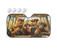 Funny Highland Cow Car Windshield Sun Shade Farmhouse Animals Foldable Sunshades Front Sun Visor Window Shades Cover Block Automotive Interior Protector Blocks UV Rays 55" L X 30" W
