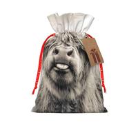 (Funny Highland Cow) Christmas Burlap Gifts Bag With Drawstring Xmas Linen Burlap Gift Candy Pouch For Wedding Party Festival Decorating S