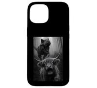 Funny Highland Cow Dinosaur Trex Selfie Animal Lover Case for iPhone 15