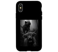 Funny Highland Cow Dinosaur Trex Selfie Animal Lover Case for iPhone X/XS