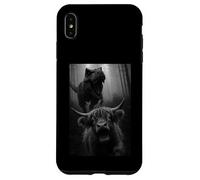 Funny Highland Cow Dinosaur Trex Selfie Animal Lover Case for iPhone XS Max