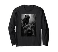 Funny Highland Cow Dinosaur Trex Selfie Animal Lover Long Sleeve T-Shirt