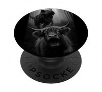 Funny Highland Cow Dinosaur Trex Selfie Animal Lover PopSockets Adhesive PopGrip